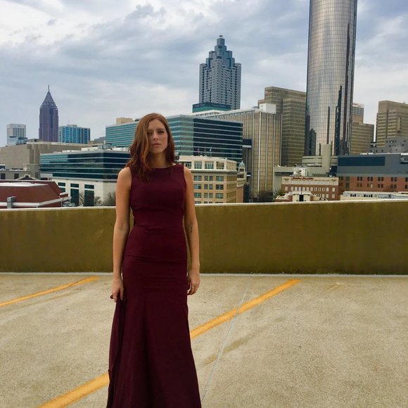 Mermaid Backless Burgundy Chiffon Long Prom Dress - Picture 4 of 5